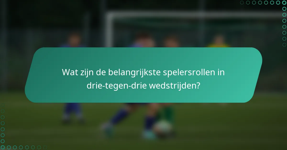 Wat zijn de belangrijkste spelersrollen in drie-tegen-drie wedstrijden?